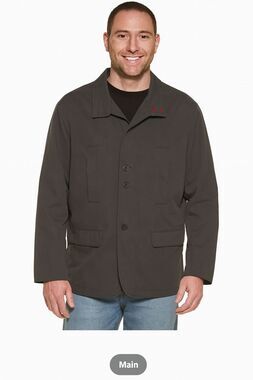 DKNY Jacket Men's Brown Military Utility Canvas Chore Coat XL Full Zip